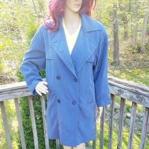 Utex Trench Coat Slate Blue Button Up 2 Pockets